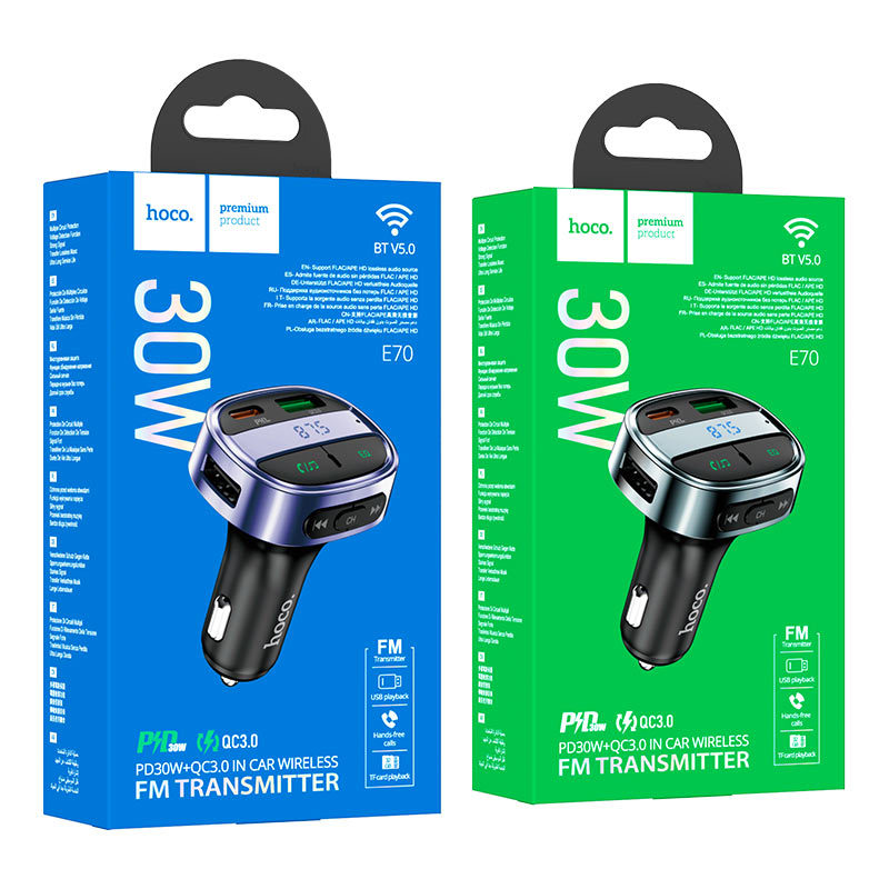 hoco-e70-pd30w-qc3-car-bt-fm-transmitter-packaging